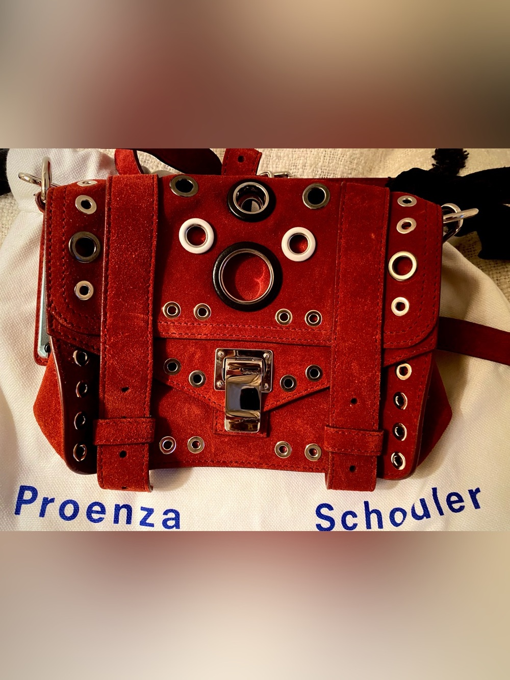 Proenza Schouler Midnight Plum PS1 Mini  Crossbody Suede+Grommet Bag - Picture 3 of 15